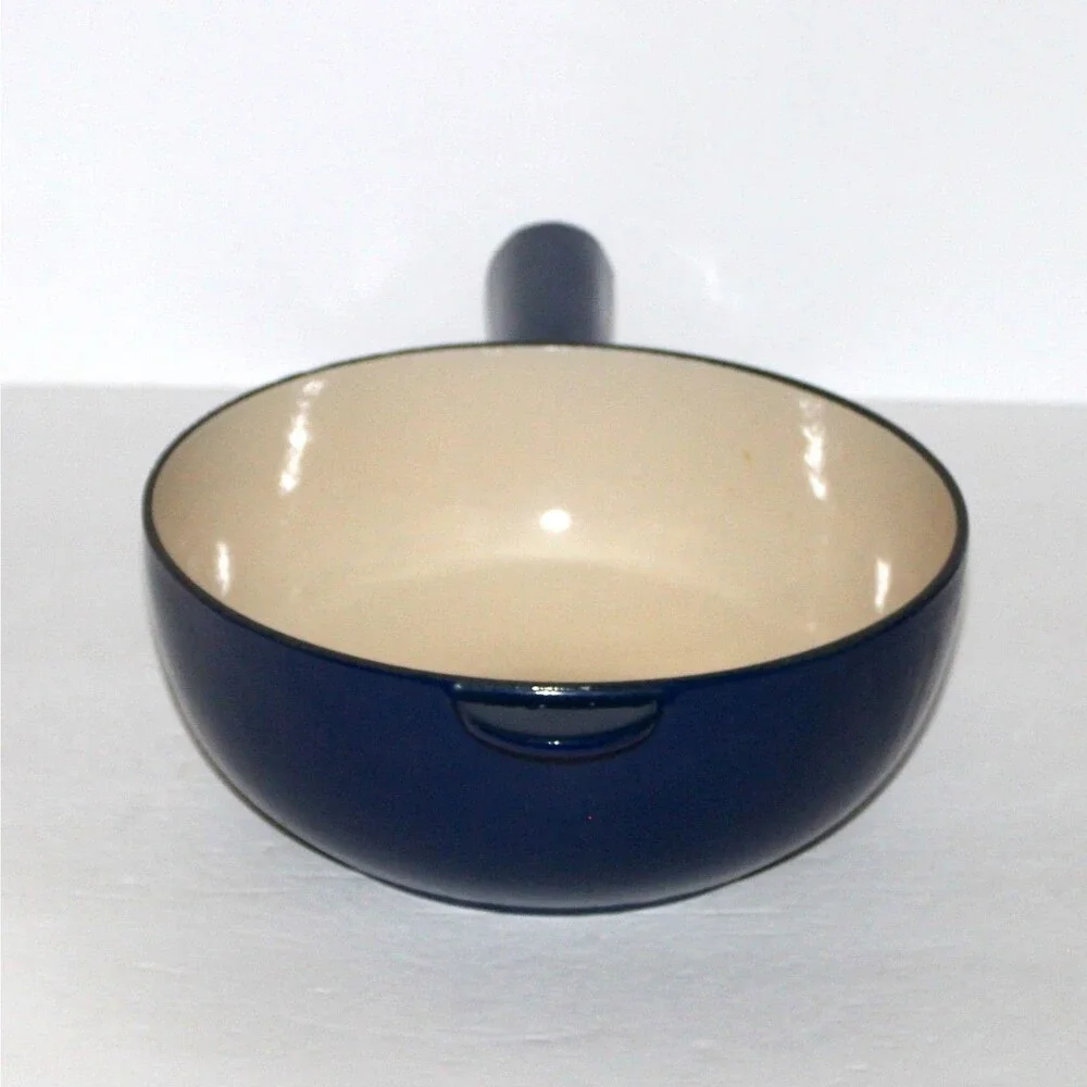 Nomar Cast Iron Fondue Pot Blue Made in France Staub vintage